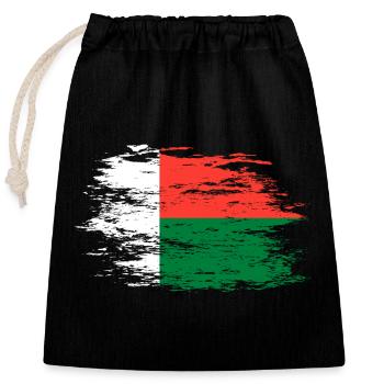 Drapeau de Madagascar utilisé - Sac cadeau en coton avec cordon (25 x 30 cm) - noir - Devant