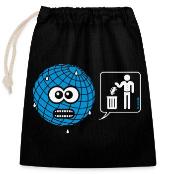 Dessin animé : Terre – Abolissez la voiture ! - Sac cadeau en coton avec cordon (25 x 30 cm) - noir - Devant