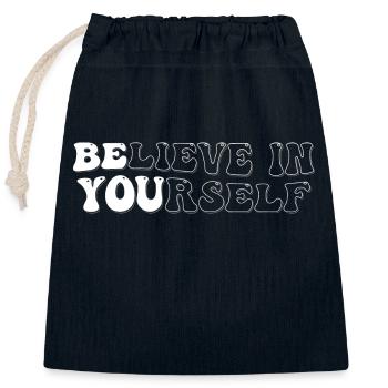 Believe In Yourself Motivational Quote for - Closable cotton gift bag (25x30cm) - navy - Front