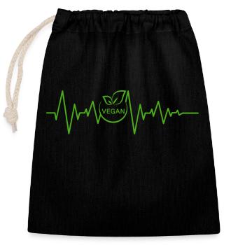 Vegan ECG Heartbeat Pulse Veganuary Droits des animaux - Sac cadeau en coton avec cordon (25 x 30 cm) - noir - Devant