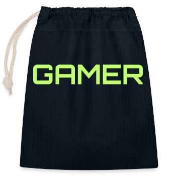 Vert Gamer - Sac cadeau en coton avec cordon (25 x 30 cm) - bleu marine - Devant