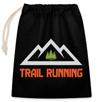 Course en sentier - Sac cadeau en coton avec cordon (25 x 30 cm) - noir - Devant