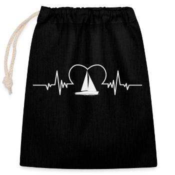Maritime Life Sailboat Heartbeat - Closable cotton gift bag (25x30cm) - black - Front