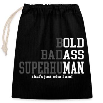 Bold Badass Superhuman Dad Fathers Day Gift - Sac cadeau en coton avec cordon (25 x 30 cm) - noir - Devant