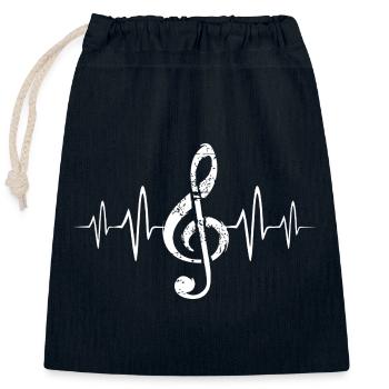 clef with heartbeat - treble clef - Closable cotton gift bag (25x30cm) - navy - Front