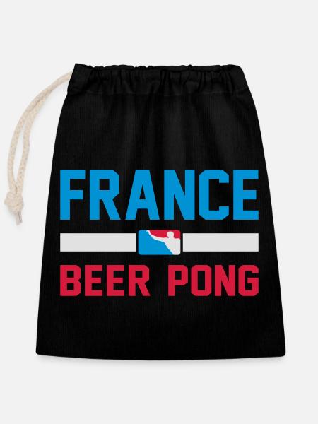 Beer Pong France - Verschließbarer Geschenkbeutel aus Baumwolle (25x30cm) - Schwarz