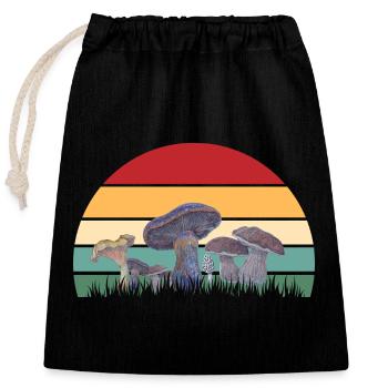 Motif mycologique du coucher de soleil - Sac cadeau en coton avec cordon (25 x 30 cm) - noir - Devant