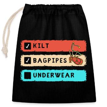 Kilt Scotland Scotland Jupe Tartan - Sac cadeau en coton avec cordon (25 x 30 cm) - noir - Devant