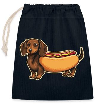 Collant en pain de hot-dog teckel mignon - Sac cadeau en coton avec cordon (25 x 30 cm) - bleu marine - Devant