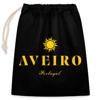 Aveiro Portugal Sonnenlogo - Verschließbarer Geschenkbeutel aus Baumwolle (25x30cm) - Schwarz - Vorne