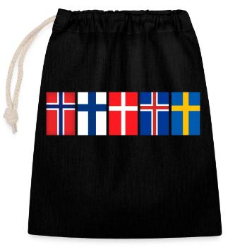 Scandinavie Drapeaux Suède Norvège Islande - Sac cadeau en coton avec cordon (25 x 30 cm) - noir - Devant