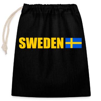 Schweden - Verschließbarer Geschenkbeutel aus Baumwolle (25x30cm) - Schwarz - Vorne