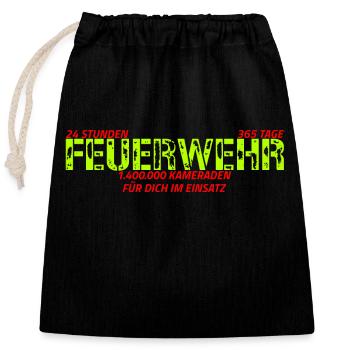 Feuerwehr 112 Freiwillige Feuerwehr Ehrenamt - Verschließbarer Geschenkbeutel aus Baumwolle (25x30cm) - Schwarz - Vorne