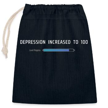 Dépression augmentée à 100 - Sac cadeau en coton avec cordon (25 x 30 cm) - bleu marine - Devant