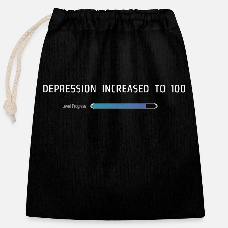 Depression Increased To 100 - Closable cotton gift bag (25x30cm) - black