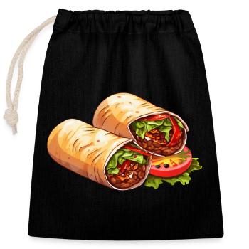 Délicatesse savoureuse : Döner Dürüm Wrap - Sac cadeau en coton avec cordon (25 x 30 cm) - noir - Devant