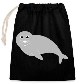 Seals, seals, seals, seals animals - Closable cotton gift bag (25x30cm) - black - Front