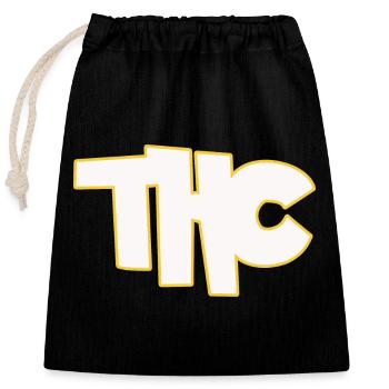 THC - Closable cotton gift bag (25x30cm) - black - Front