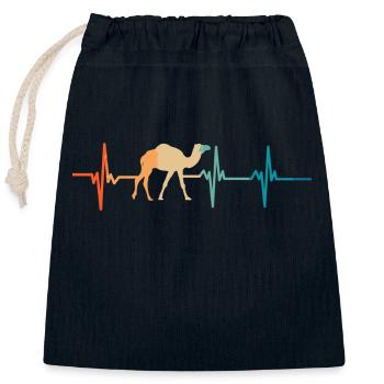Battement de cœur chameau - Sac cadeau en coton avec cordon (25 x 30 cm) - bleu marine - Devant