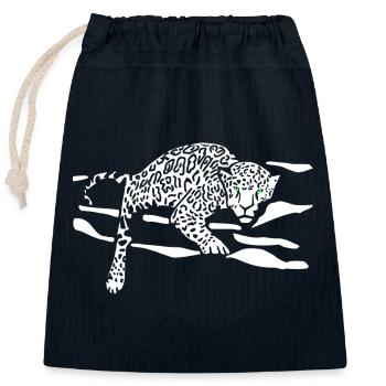 Leopard Sprung Silhouette - Verschließbarer Geschenkbeutel aus Baumwolle (25x30cm) - Navy - Vorne