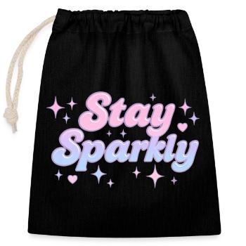 Stay Sparkly / Y2K Design - Closable cotton gift bag (25x30cm) - black - Front