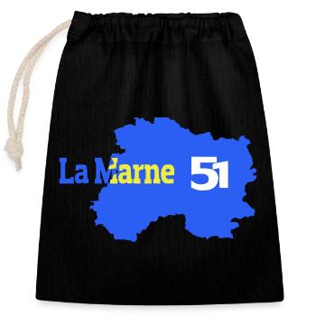 The Marne 51 Departmental Map - Closable cotton gift bag (25x30cm) - black - Front