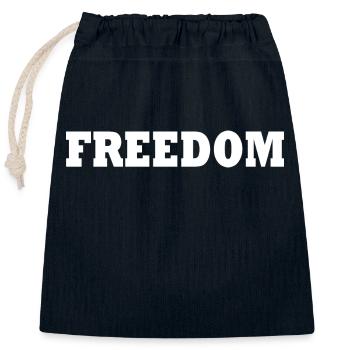 Liberté - Sac cadeau en coton avec cordon (25 x 30 cm) - bleu marine - Devant