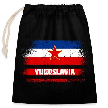 Jugoslawien Vintage Flaggen - Verschließbarer Geschenkbeutel aus Baumwolle (25x30cm) - Schwarz - Vorne