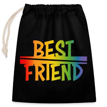 Best friend rainbow - Verschließbarer Geschenkbeutel aus Baumwolle (25x30cm) - Schwarz - Vorne