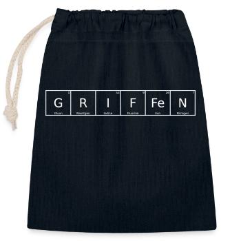 Griffen Name Vorname Chemie Periodensystem Element - Verschließbarer Geschenkbeutel aus Baumwolle (25x30cm) - Navy - Vorne