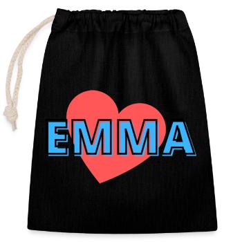 EMMA Name - Verschließbarer Geschenkbeutel aus Baumwolle (25x30cm) - Schwarz - Vorne