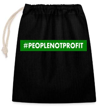 People not profit - Closable cotton gift bag (25x30cm) - black - Front