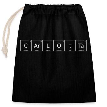 Carlotta Name Vorname Chemie Periodensystem - Verschließbarer Geschenkbeutel aus Baumwolle (25x30cm) - Schwarz - Vorne