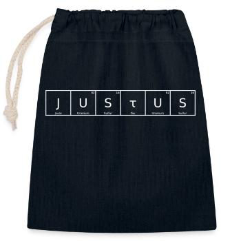 Justus Surname First Name Chemistry Periodic Table Elements - Closable cotton gift bag (25x30cm) - navy - Front