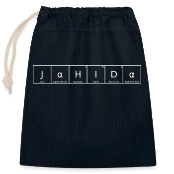 Jahida Nom Prénom Chimie Tableau périodique Éléments - Sac cadeau en coton avec cordon (25 x 30 cm) - bleu marine - Devant