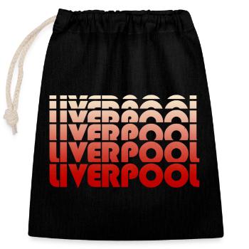 Liverpool Farbverlauf Schriftzug Vertikal - Verschließbarer Geschenkbeutel aus Baumwolle (25x30cm) - Schwarz - Vorne