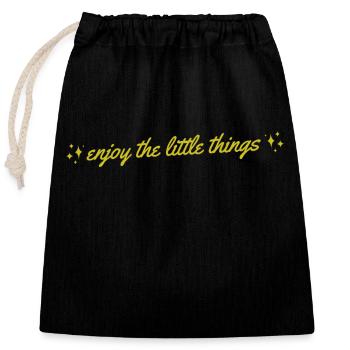 Profitez des petites choses - Sac cadeau en coton avec cordon (25 x 30 cm) - noir - Devant