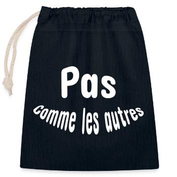 Pas comme les autres - Sac cadeau en coton avec cordon (25 x 30 cm) - bleu marine - Devant
