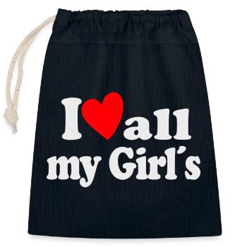 I Love all my Girls - Closable cotton gift bag (25x30cm) - navy - Front