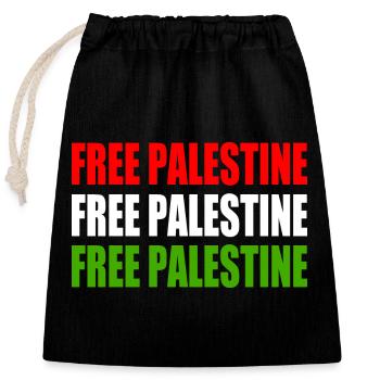 Free palestine - Closable cotton gift bag (25x30cm) - black - Front