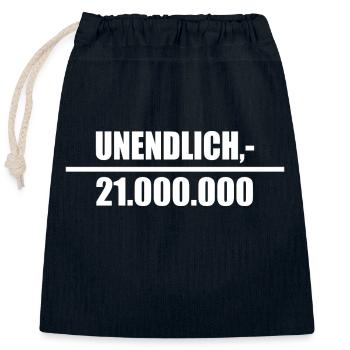 21 Millionen Bitcoins - Wert steigt unendlich - Verschließbarer Geschenkbeutel aus Baumwolle (25x30cm) - Navy - Vorne