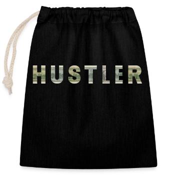 Hustler Dollar Bill Texture Motivation Inspiration - Closable cotton gift bag (25x30cm) - black - Front