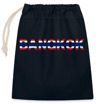 Bangkok Thailand Flag T-Shirt Minimalist - Closable cotton gift bag (25x30cm) - navy - Front