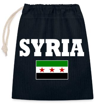 Drapeau de la Syrie - Sac cadeau en coton avec cordon (25 x 30 cm) - bleu marine - Devant