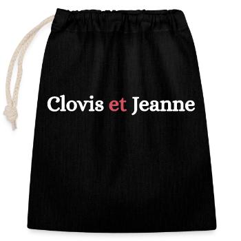 Clovis et Jeanne Blanc - Sac cadeau en coton avec cordon (25 x 30 cm) - noir - Devant