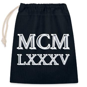 Roman numerals 1985 - MCMLXXXV - Sac cadeau en coton avec cordon (25 x 30 cm) - bleu marine - Devant