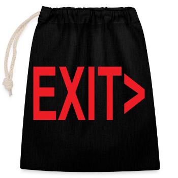 Exit / Exit / Emergency Exit - Closable cotton gift bag (25x30cm) - black - Front