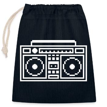 Ghetto Blaster: Retro, Music & Pixel Style - Closable cotton gift bag (25x30cm) - navy - Front