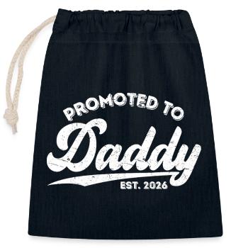 Promu Papa 2026 Annonce du bébé Nouveau Papa - Sac cadeau en coton avec cordon (25 x 30 cm) - bleu marine - Devant