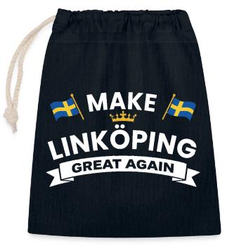 Linköping Stronger cohesion - Closable cotton gift bag (25x30cm) - navy - Front